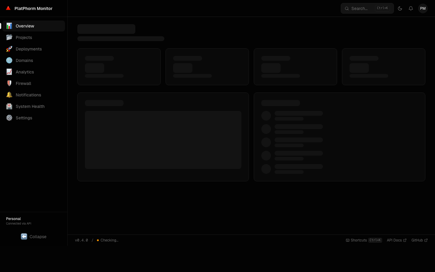 Live screenshot of the Monitor network status surface
